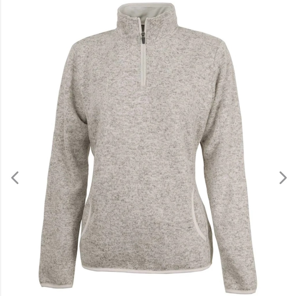 Charles River Apparel Womens Oatmeal Heathered Fleece Pullover Jacket Sz M